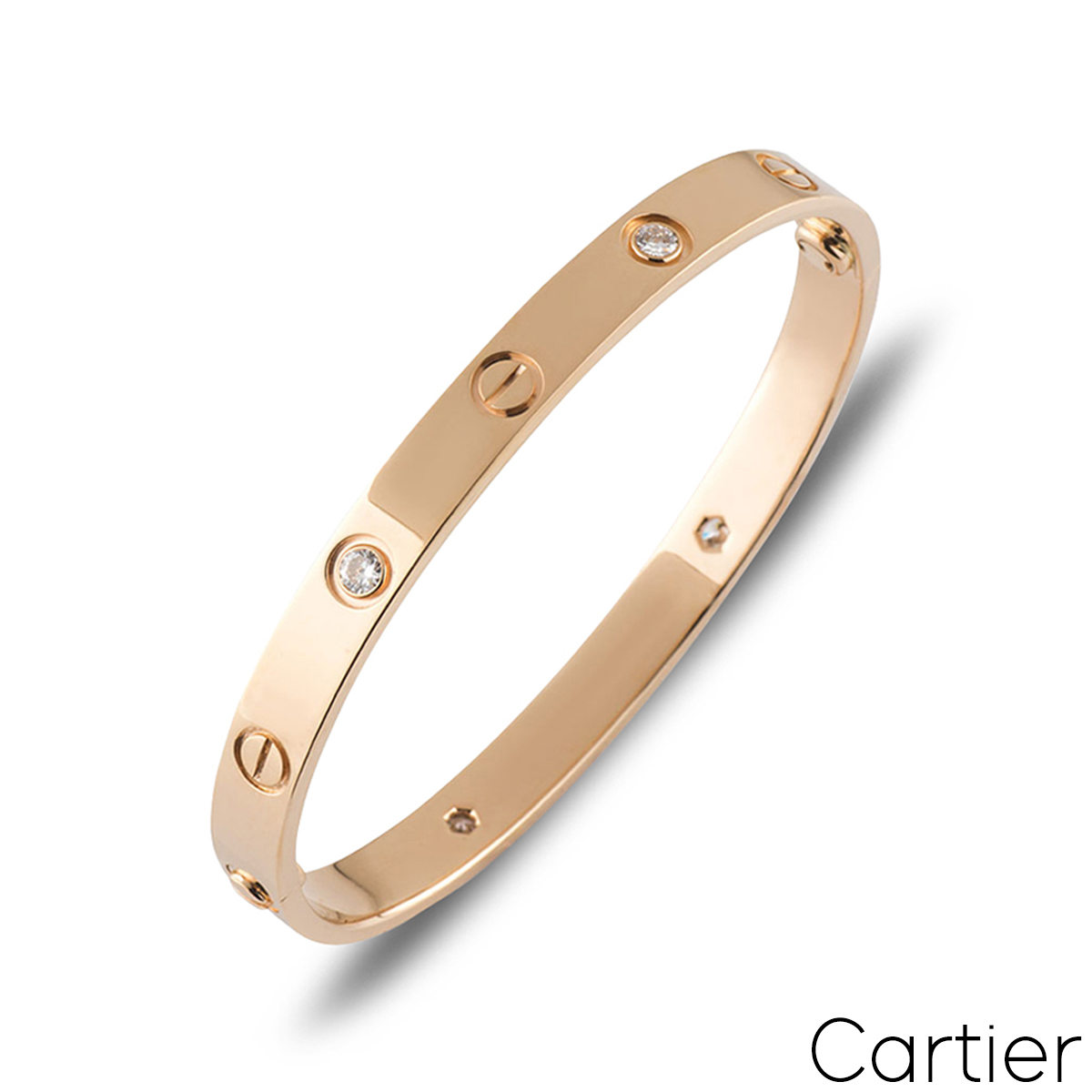 Cartier Rose Gold Half Diamond Love Bracelet Size 19 B6036019